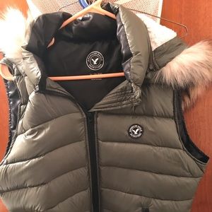 American Eagle Puffer Vest and Boyfriend Jeans